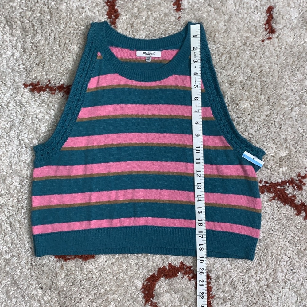 NWOT- Madewell- Cropped Pink and Blue Knit Sweater- XXL - Picture 8 of 10